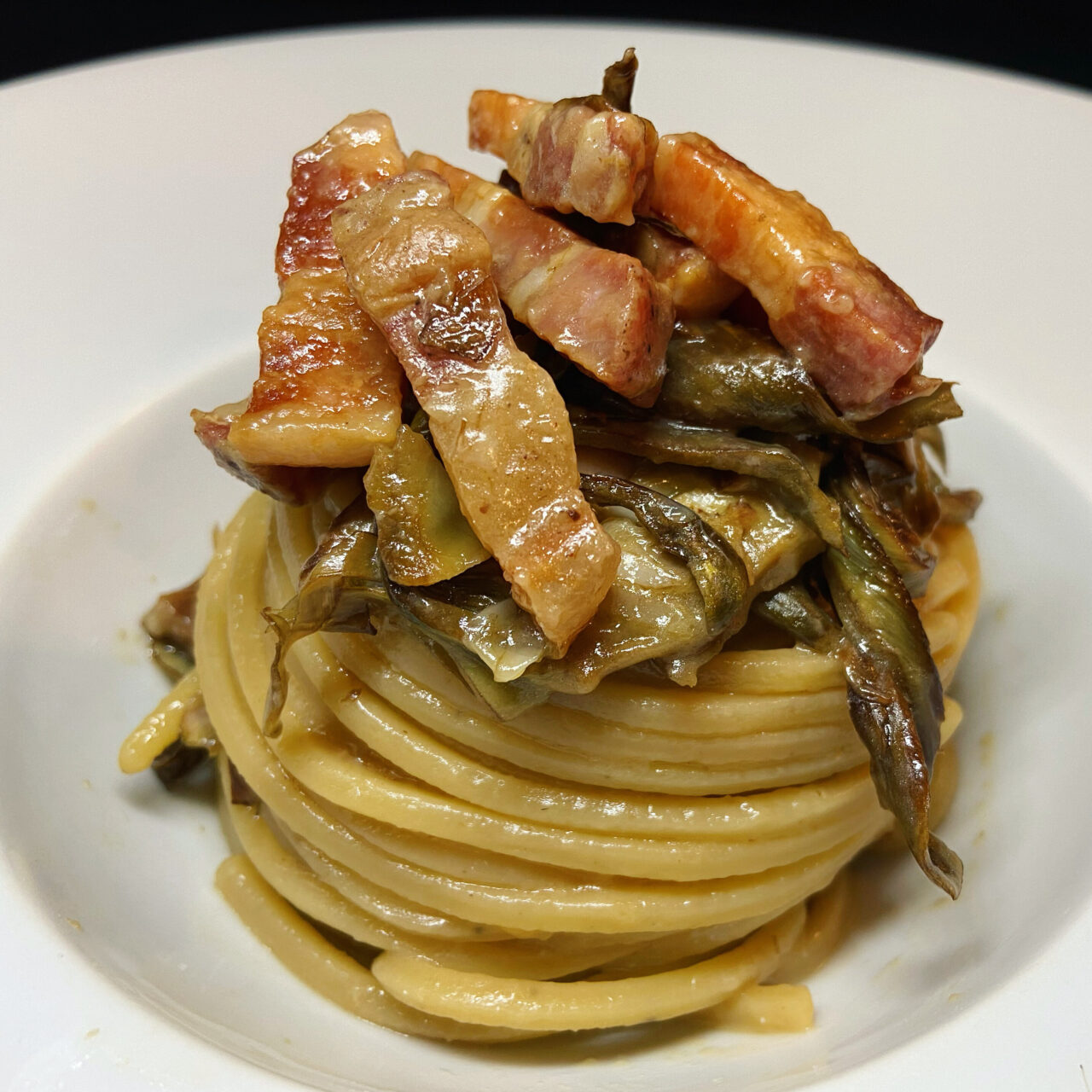 Chitarra Pasta Armando con carciofi, pancetta e pecorino