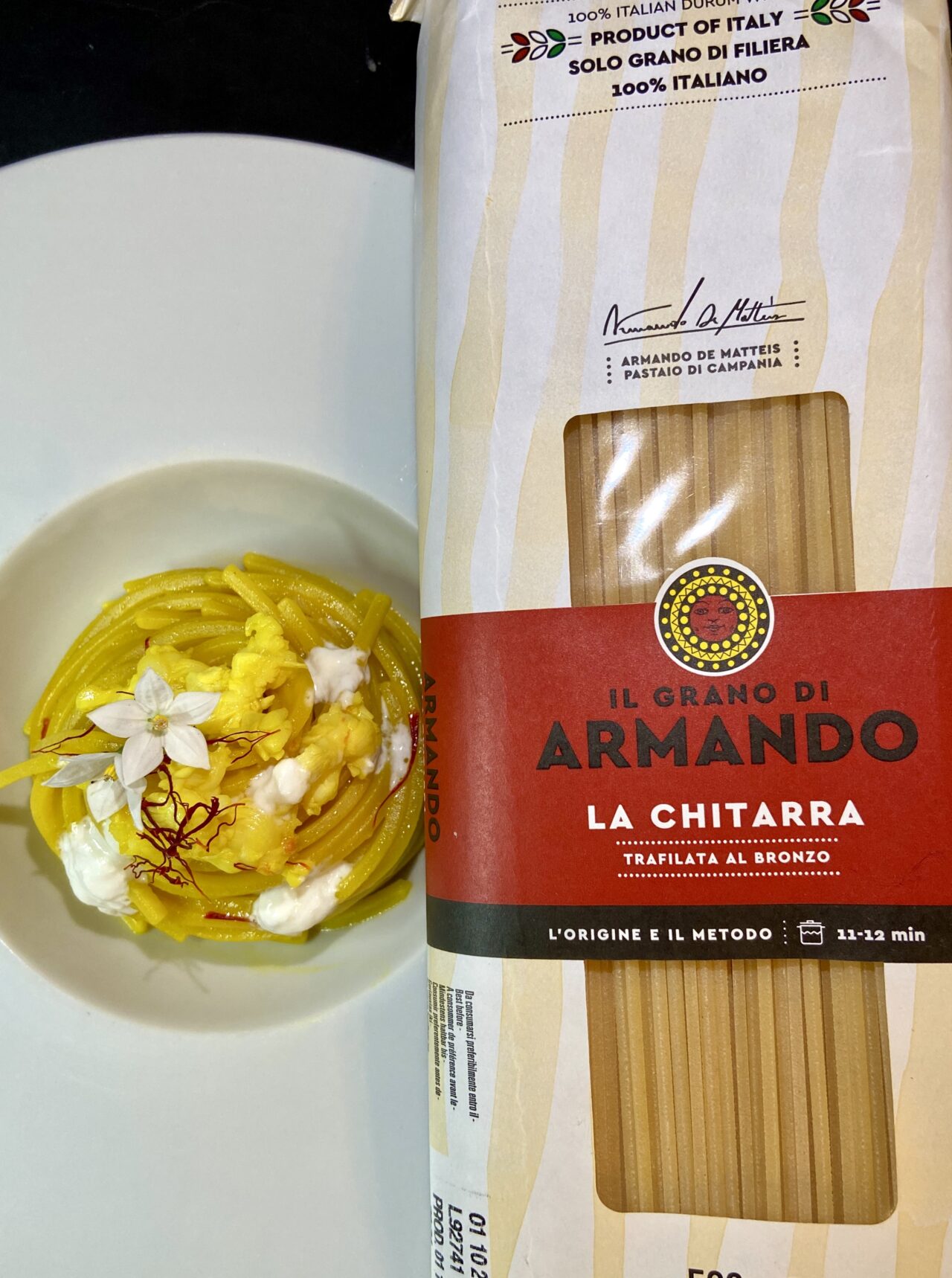 Ricetta Chitarra Pasta Armando Safran Scampi Burrata unastellaincucina 2