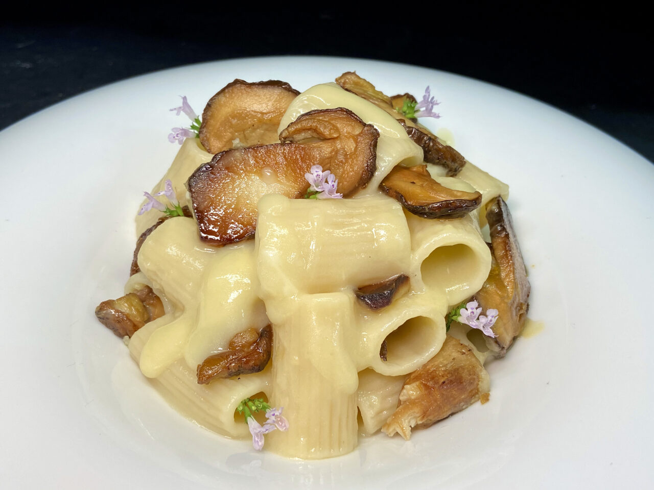 Mezza Manica Pasta Armando mit Kartoffeln, Provolone und Steinpilzen