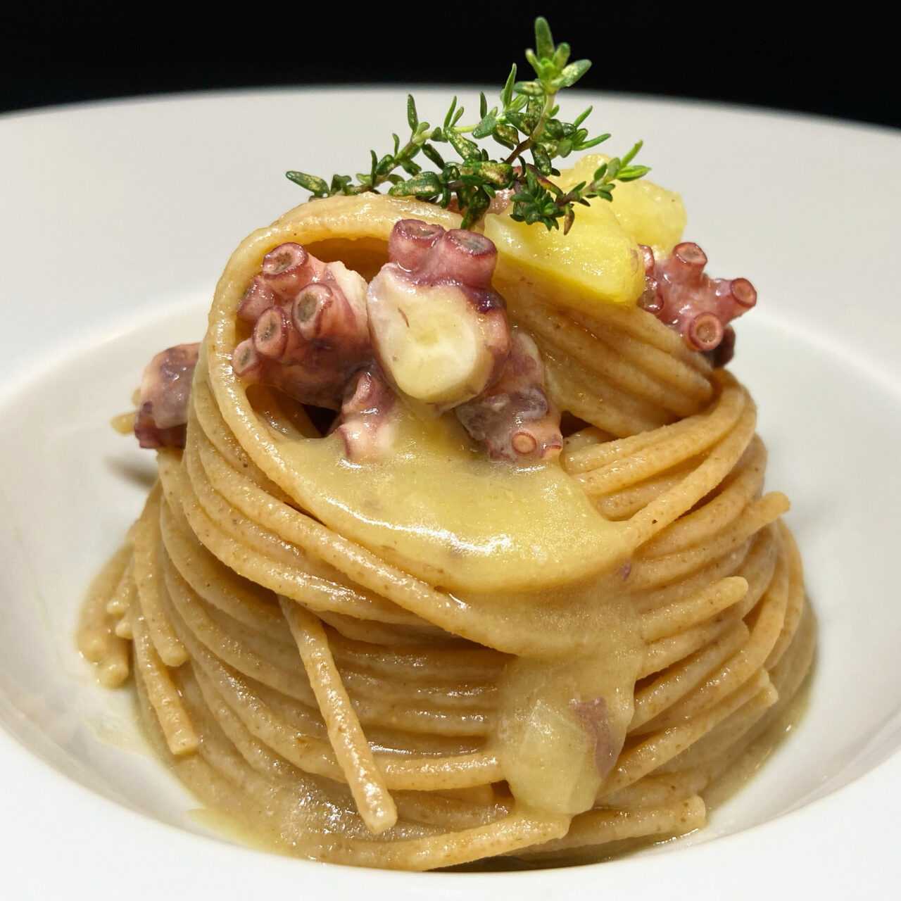 Bio Armando Vollkornspaghetti mit Oktopus und Kartoffeln