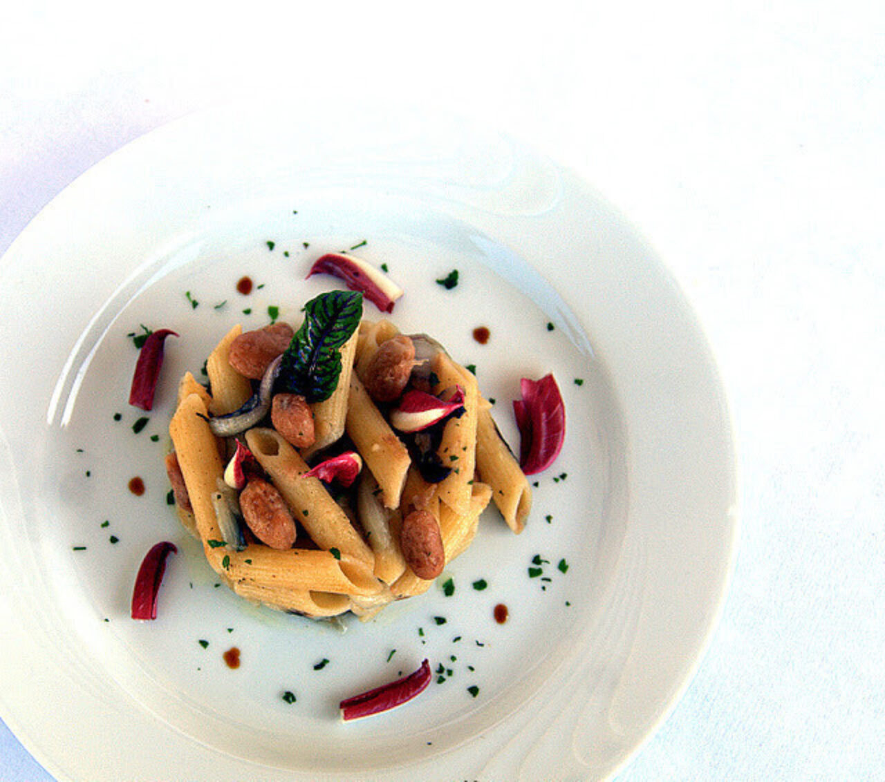 Penne gluten free con fagioli borlotti e radicchio tardivo