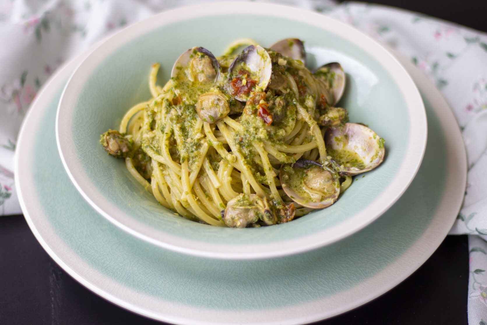 Ricetta chitarra pasta armando pesto di sedano vongole kucinadikiara3