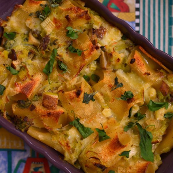 Paccheri al Gratin con Funghi Porcini, Porri e Nepitella