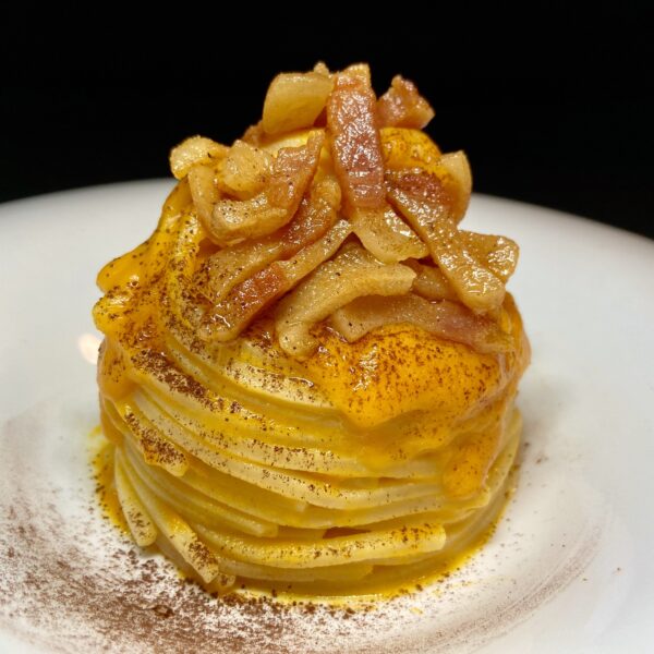 Chitarra Pasta Armando con zucca, guanciale e cacao